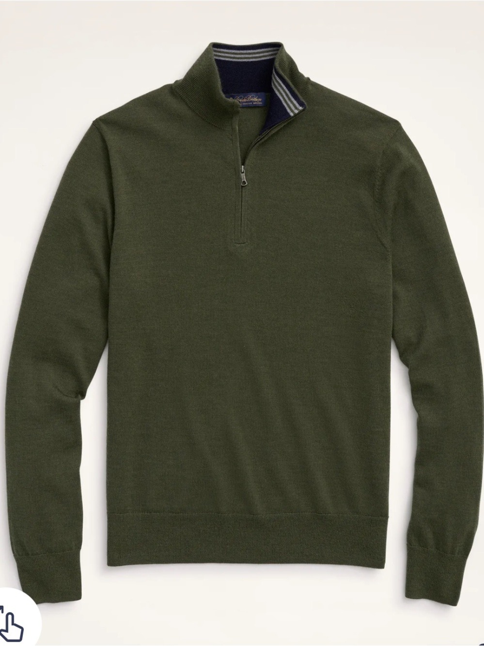 Brooks Brothers Merino Half-Zip Sweater Green Sz L Lightweight Business Casual